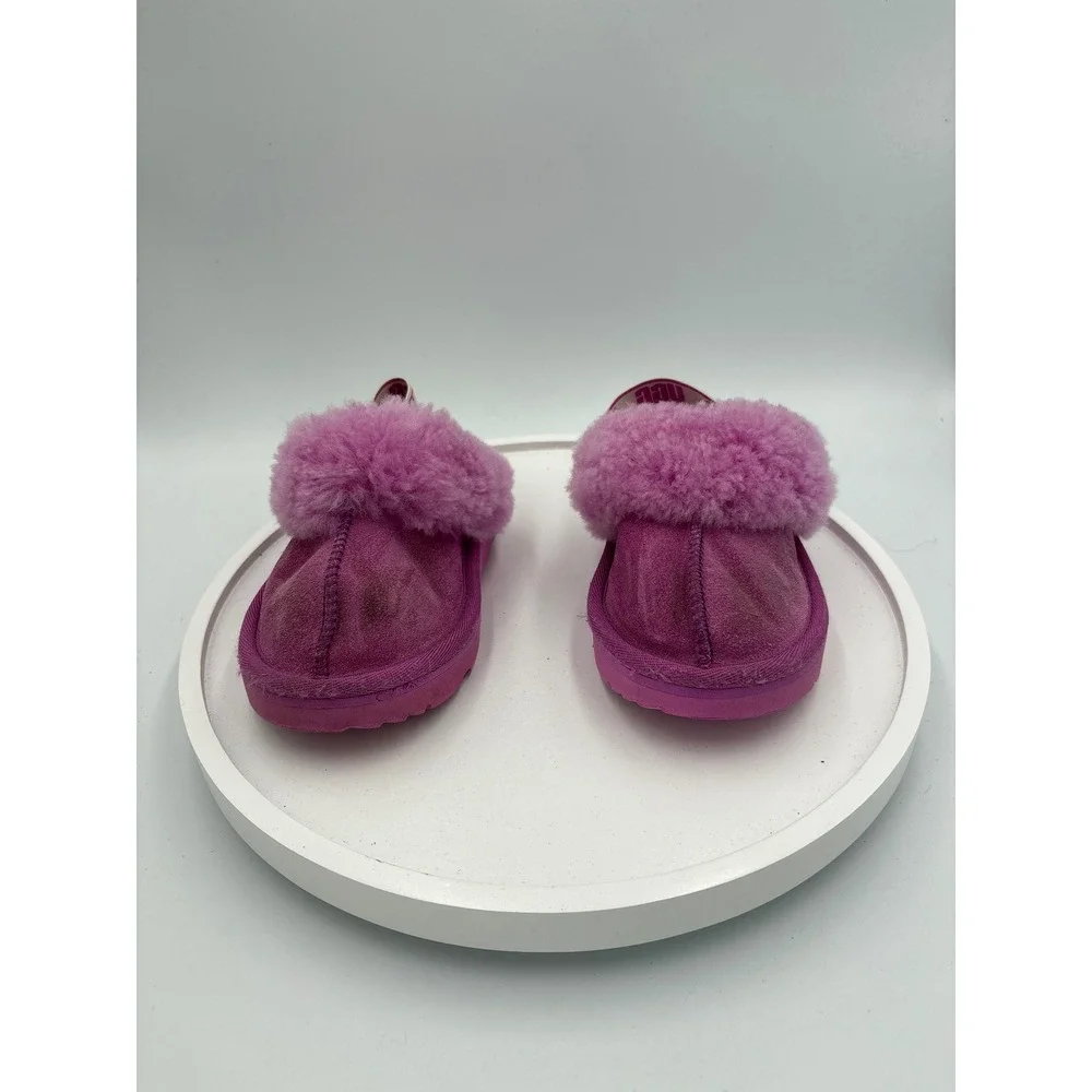 UGG Kids Fluff Yeah Slide Rock Rose Pink Sheepskin Slippers 1130330 Size 10T
